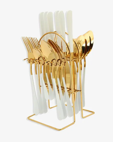 Cutlery Set with Stand White