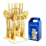Cutlery Set with Stand Gold
